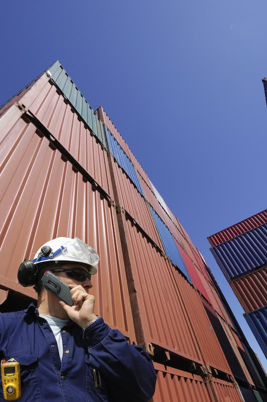 port worker and containers